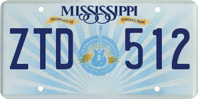 MS license plate ZTD512