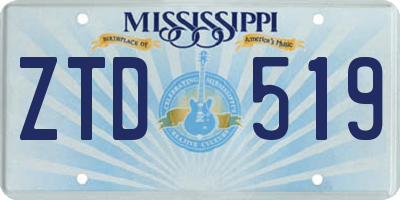 MS license plate ZTD519