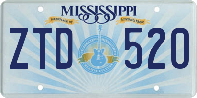 MS license plate ZTD520