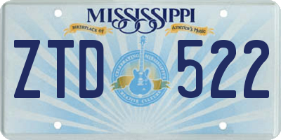 MS license plate ZTD522