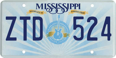 MS license plate ZTD524