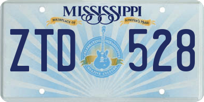 MS license plate ZTD528