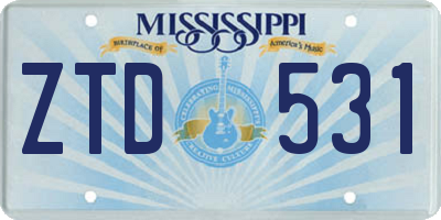 MS license plate ZTD531