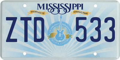 MS license plate ZTD533