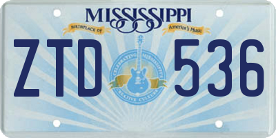 MS license plate ZTD536