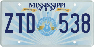 MS license plate ZTD538