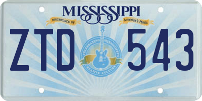 MS license plate ZTD543