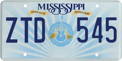 MS license plate ZTD545