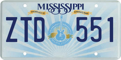 MS license plate ZTD551