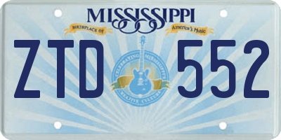 MS license plate ZTD552
