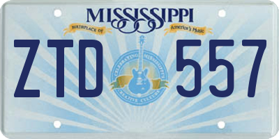 MS license plate ZTD557