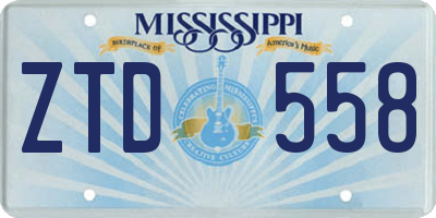 MS license plate ZTD558