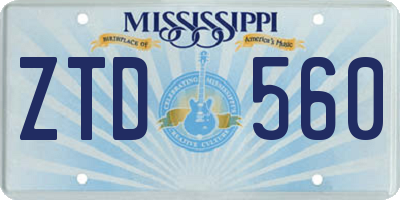 MS license plate ZTD560