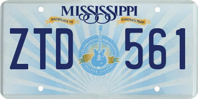 MS license plate ZTD561