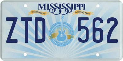 MS license plate ZTD562