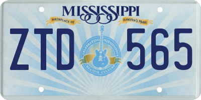 MS license plate ZTD565