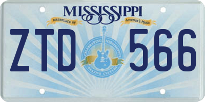 MS license plate ZTD566
