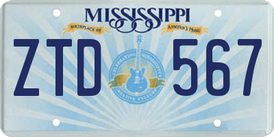 MS license plate ZTD567