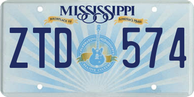 MS license plate ZTD574