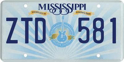 MS license plate ZTD581