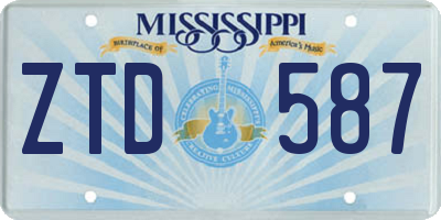 MS license plate ZTD587