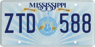 MS license plate ZTD588