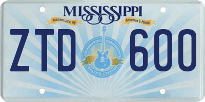 MS license plate ZTD600