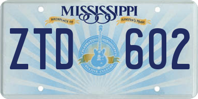 MS license plate ZTD602