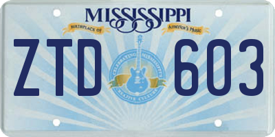 MS license plate ZTD603