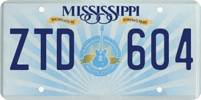 MS license plate ZTD604