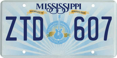 MS license plate ZTD607
