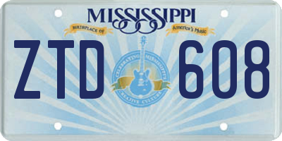 MS license plate ZTD608
