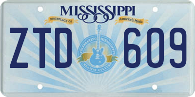 MS license plate ZTD609