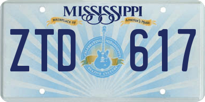 MS license plate ZTD617