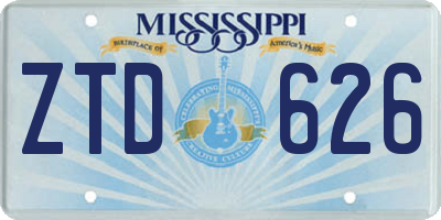 MS license plate ZTD626