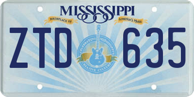 MS license plate ZTD635