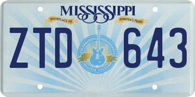 MS license plate ZTD643