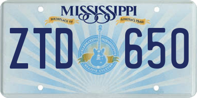 MS license plate ZTD650