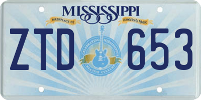 MS license plate ZTD653