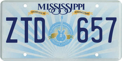 MS license plate ZTD657