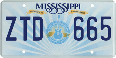 MS license plate ZTD665