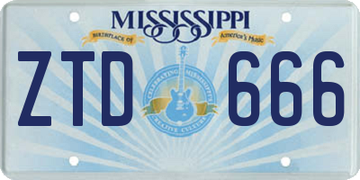 MS license plate ZTD666