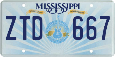 MS license plate ZTD667