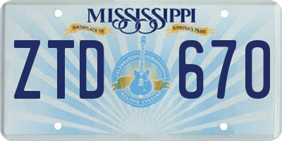 MS license plate ZTD670