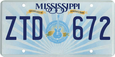MS license plate ZTD672