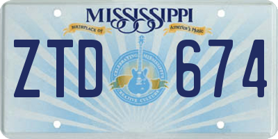 MS license plate ZTD674