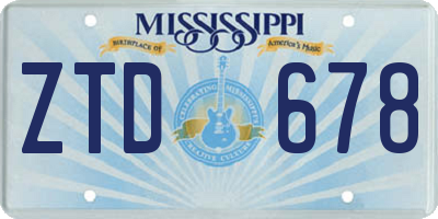 MS license plate ZTD678