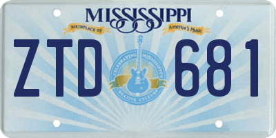 MS license plate ZTD681