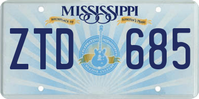 MS license plate ZTD685