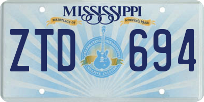 MS license plate ZTD694